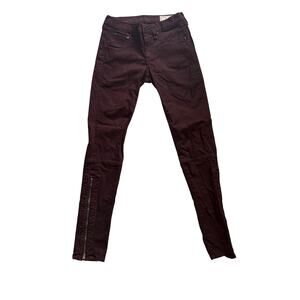 Rag & Bone Moto Jeans Womens Size 26 Burgundy Low Rise Skinny Leg Ankle Zip